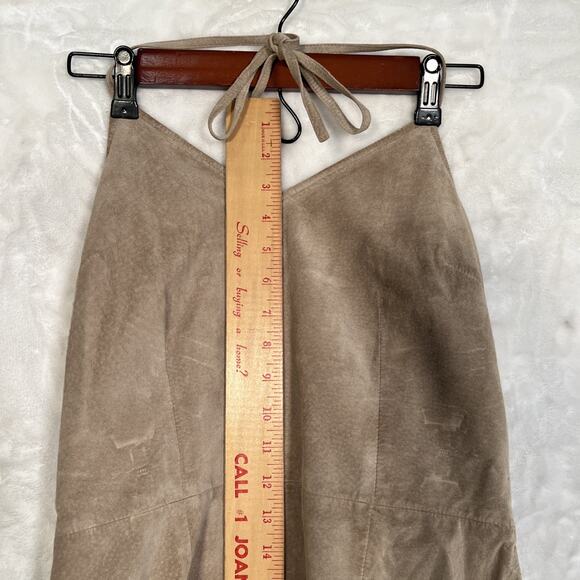 Express world brand tan genuine leather sundress size 9/10 - Picture 6 of 12